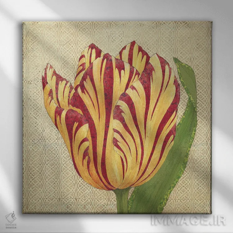 تابلو دکوراتیو لاله آتشین اثر کارن سیکیه - نمای روبهرو روی دیوار