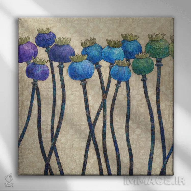 تابلو دکوراتیو کپسول شقایق در هارمونی اثر کارن سیکیه - نمای روبهرو روی دیوار