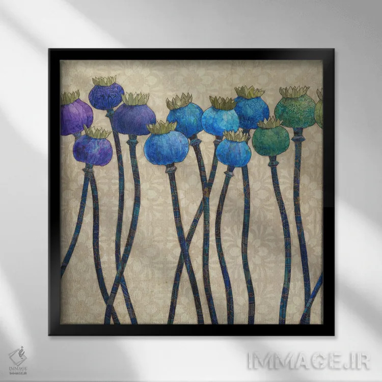 تابلو دکوراتیو کپسول شقایق در هارمونی اثر کارن سیکیه - نمای قابدار مشکی