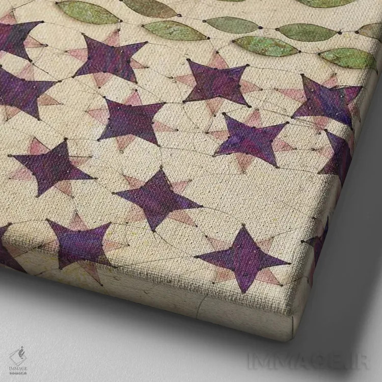 تابلو دکوراتیو پنل مرکزی چندجهانی اثر کارن سیکیه - نمای نزدیک بافت بوم