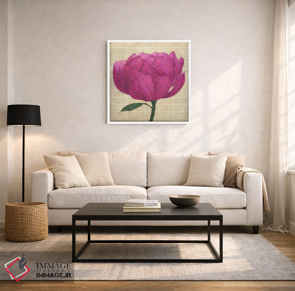 تابلو دکوراتیو گل صدتومانی صورتی اثر کارن سیکیه - D2W