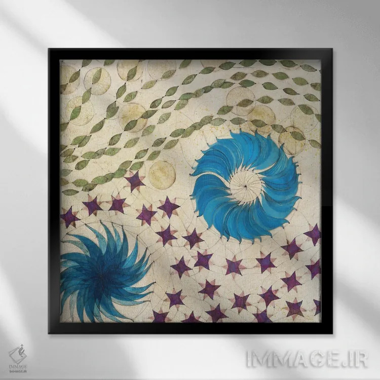 تابلو دکوراتیو پنل چپ چندجهانی اثر کارن سیکیه - نمای قابدار مشکی