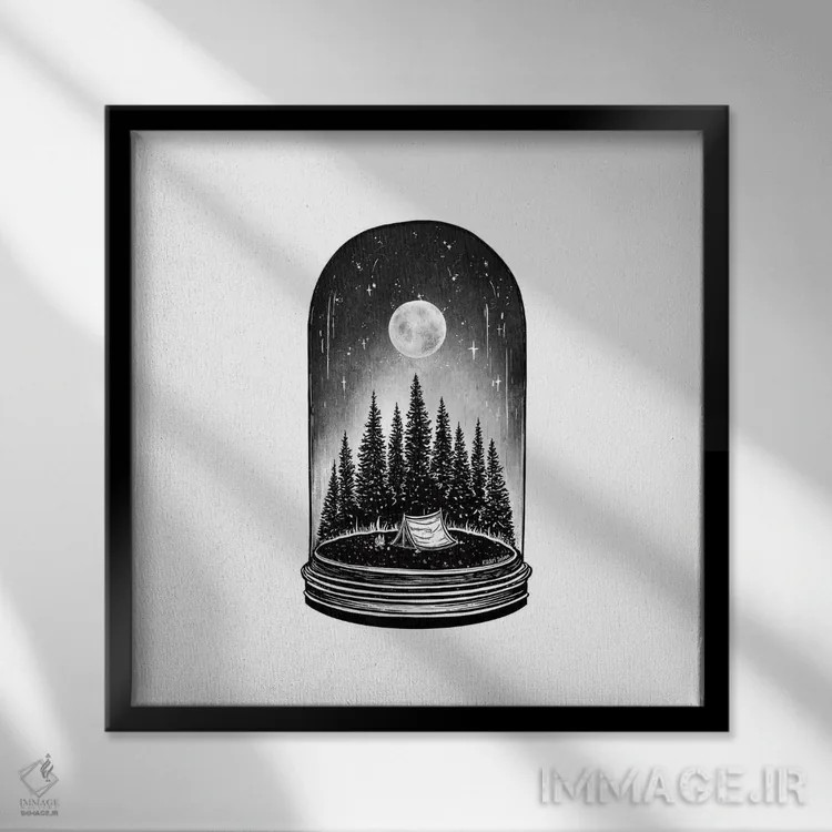 تابلو دکوراتیو ماجراجویی حفظ شده اثر کاری سلون - نمای قابدار مشکی