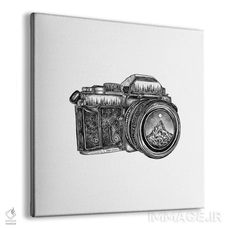 تابلو دکوراتیو لنز دوربین کوهستانی اثر کاری سلون - نمای پرسپکتیو محصول