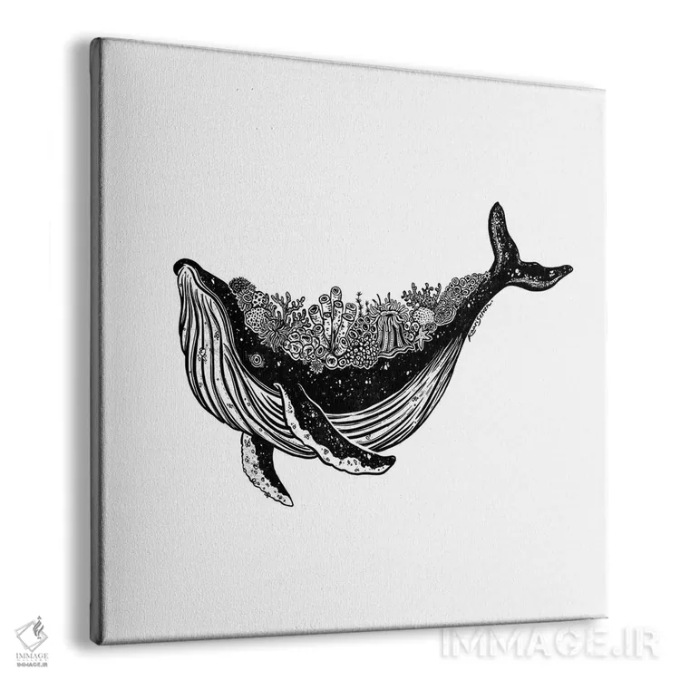 تابلو دکوراتیو نهنگ مرجانی اثر کاری سلون - نمای پرسپکتیو محصول