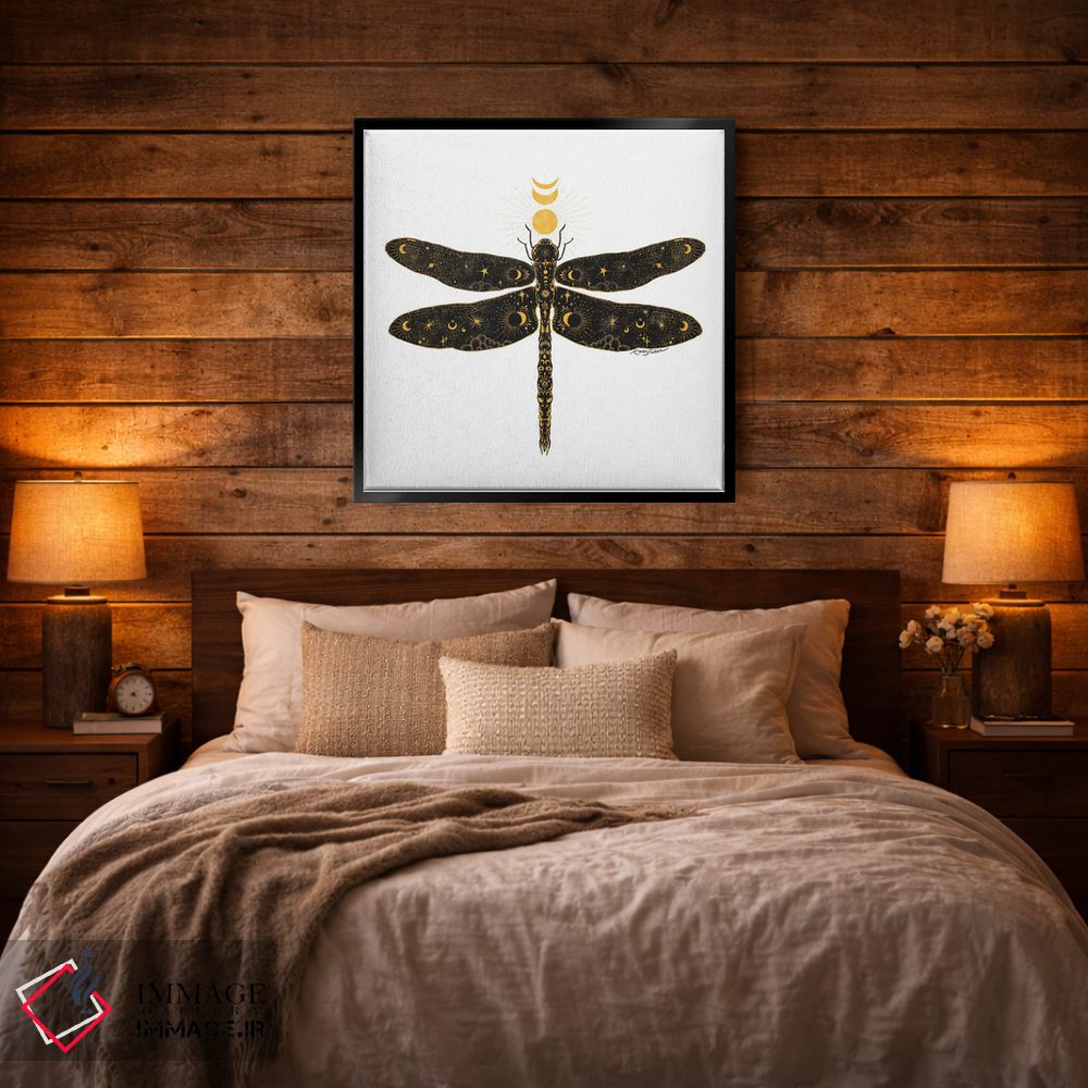 تابلو دکوراتیو سنجاقک آسمانی اثر کاری سلون - D2B