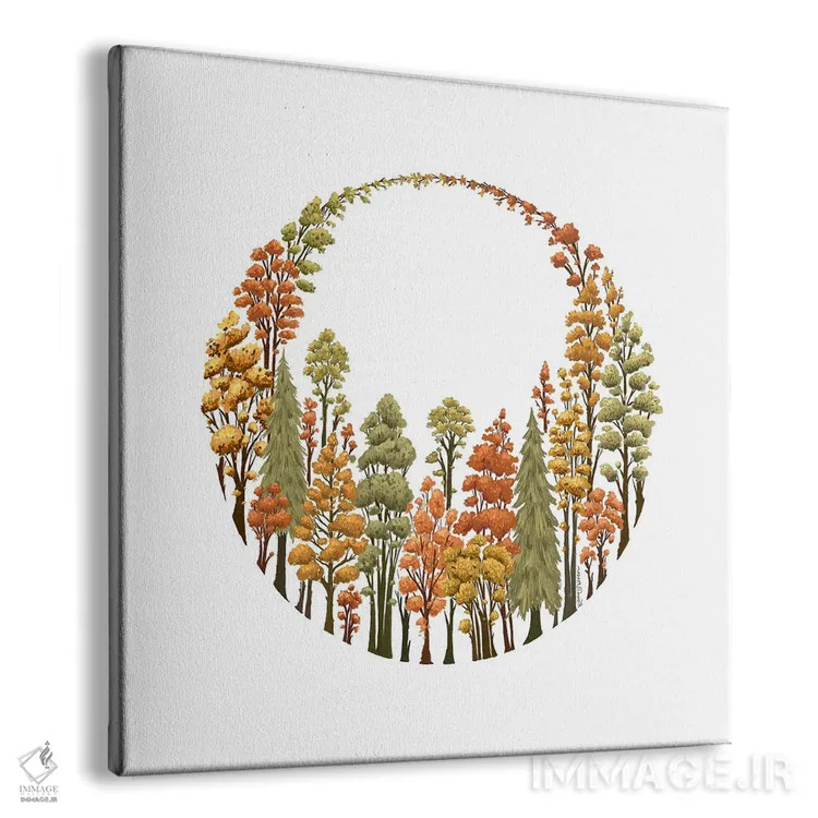 تابلو دکوراتیو حلقه جنگل پاییزی اثر کاری سلون - نمای پرسپکتیو محصول