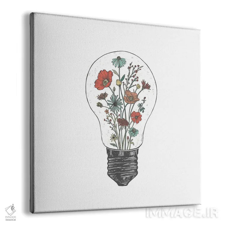 تابلو دکوراتیو لامپ گلدار اثر کاری سلون - نمای پرسپکتیو محصول