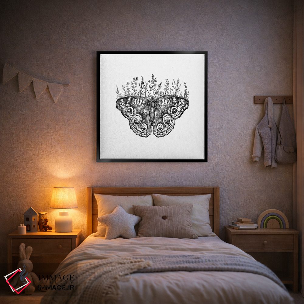 تابلو دکوراتیو پروانه گلدار اثر کاری سلون - D1B