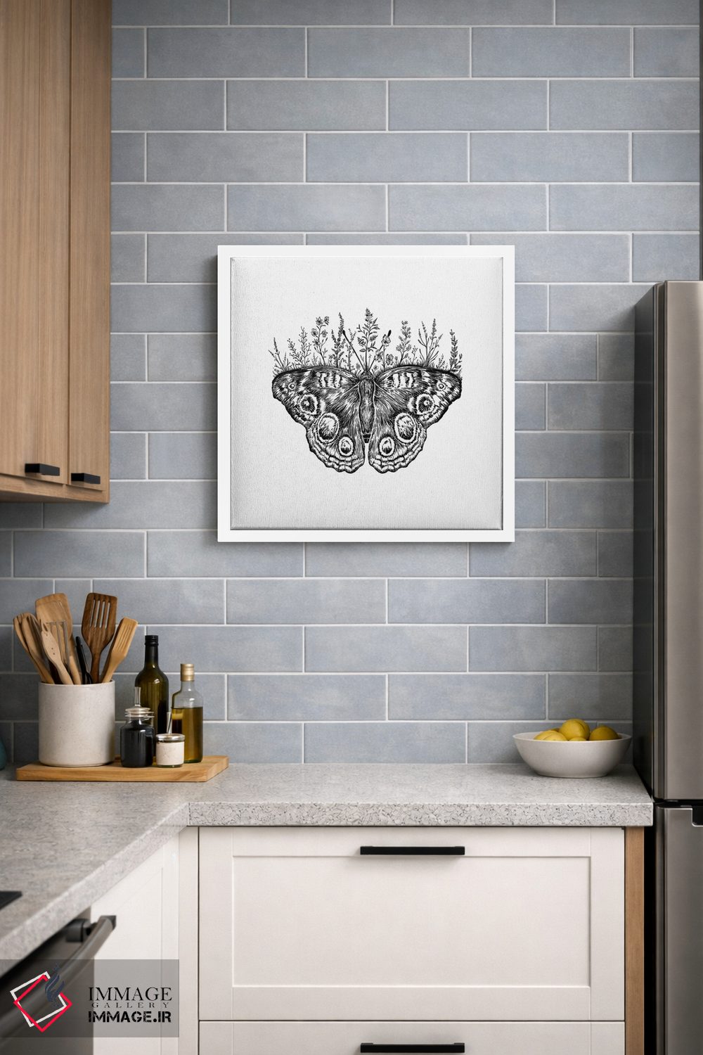 تابلو دکوراتیو پروانه گلدار اثر کاری سلون - D4W