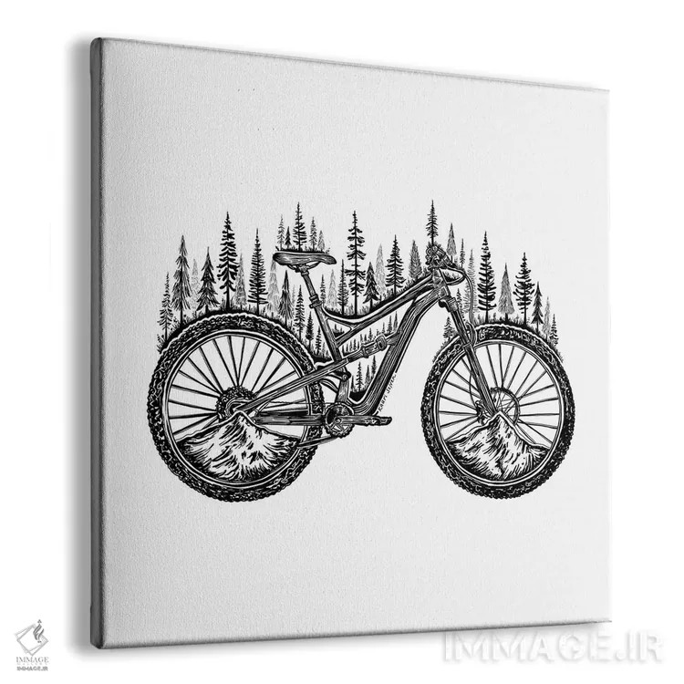تابلو دکوراتیو دوچرخه جنگلی اثر کاری سلون - نمای پرسپکتیو محصول