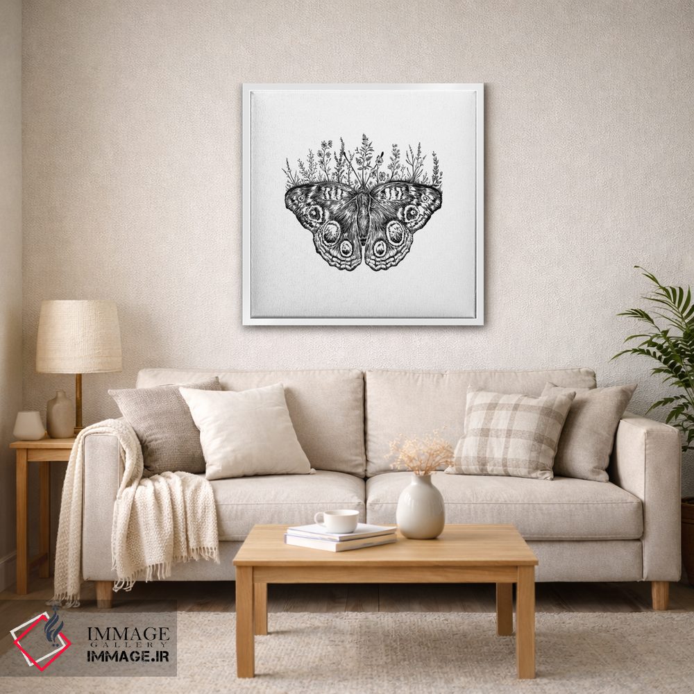 تابلو دکوراتیو پروانه گلدار اثر کاری سلون - D2W