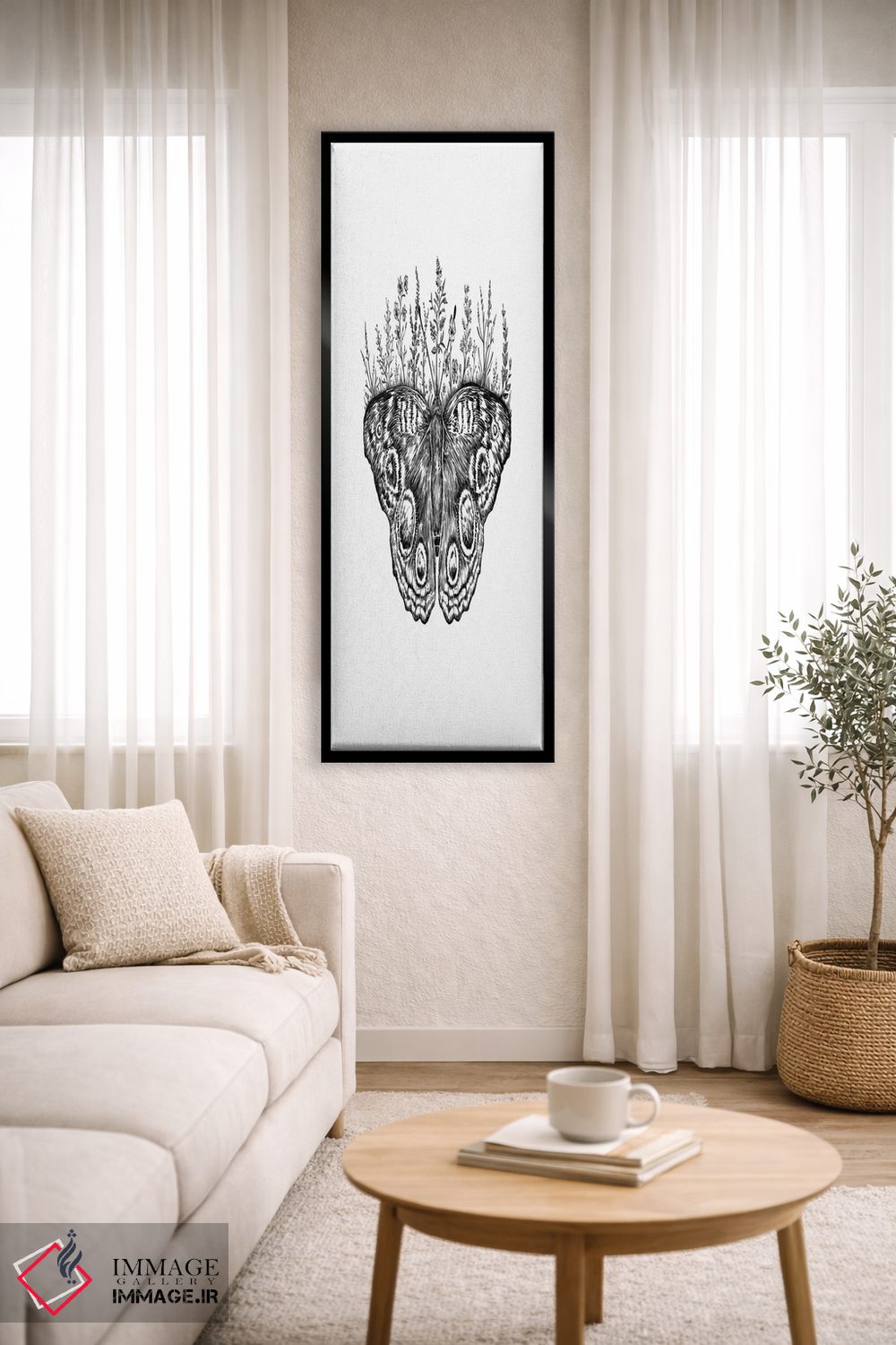 تابلو دکوراتیو پروانه گلدار اثر کاری سلون - D5B