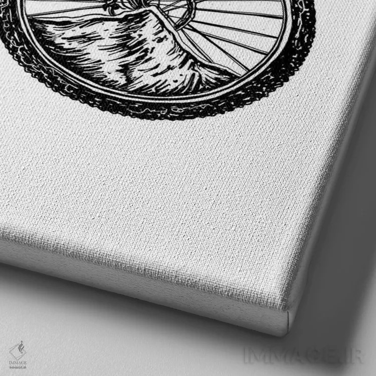 تابلو دکوراتیو دوچرخه جنگلی اثر کاری سلون - نمای نزدیک بافت بوم