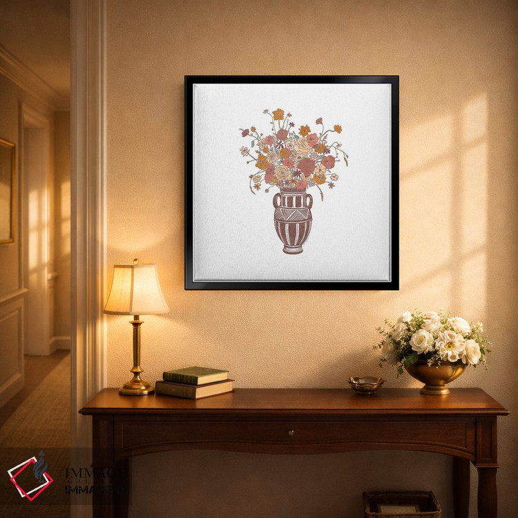 تابلو دکوراتیو آمفورای گلدار اثر کاری سلون - D3B