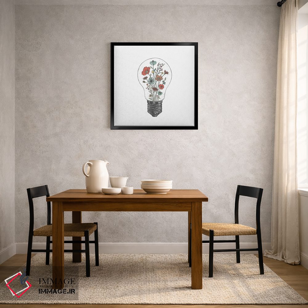 تابلو دکوراتیو لامپ گلدار اثر کاری سلون - D3B