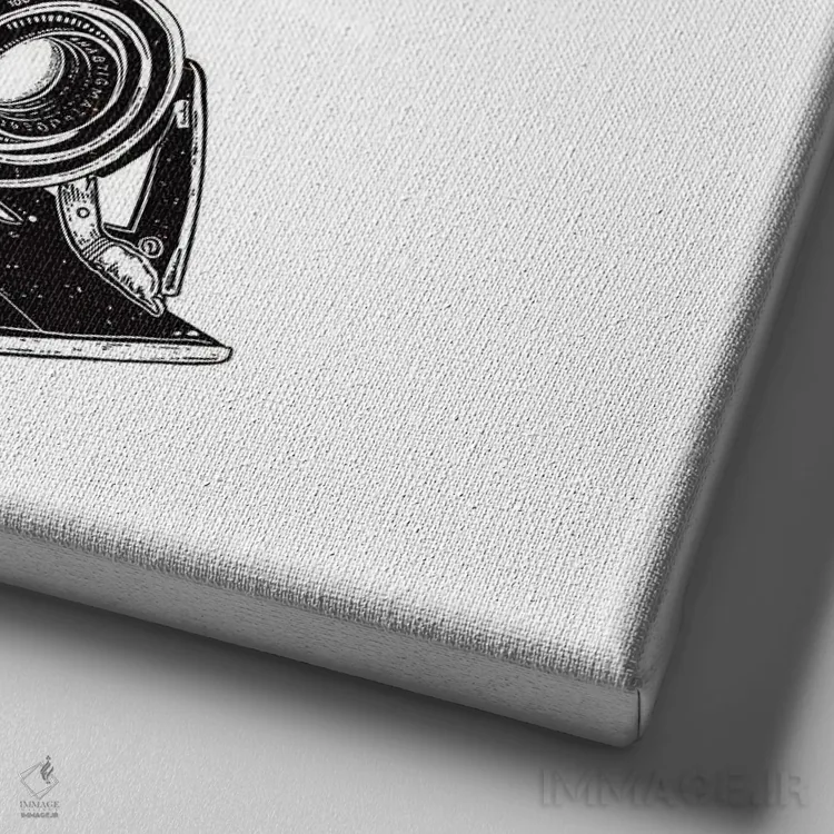 تابلو دکوراتیو دوربین قدیمی گلدار ۲ اثر کاری سلون - نمای نزدیک بافت بوم