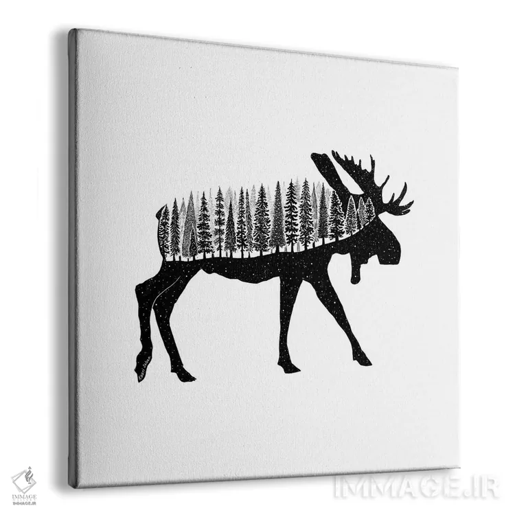 تابلو دکوراتیو گوزن جنگلی اثر کاری سلون - نمای پرسپکتیو محصول