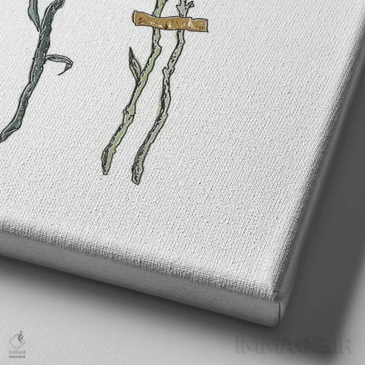 تابلو دکوراتیو قلمه های گل اثر کاری سلون - نمای نزدیک بافت بوم