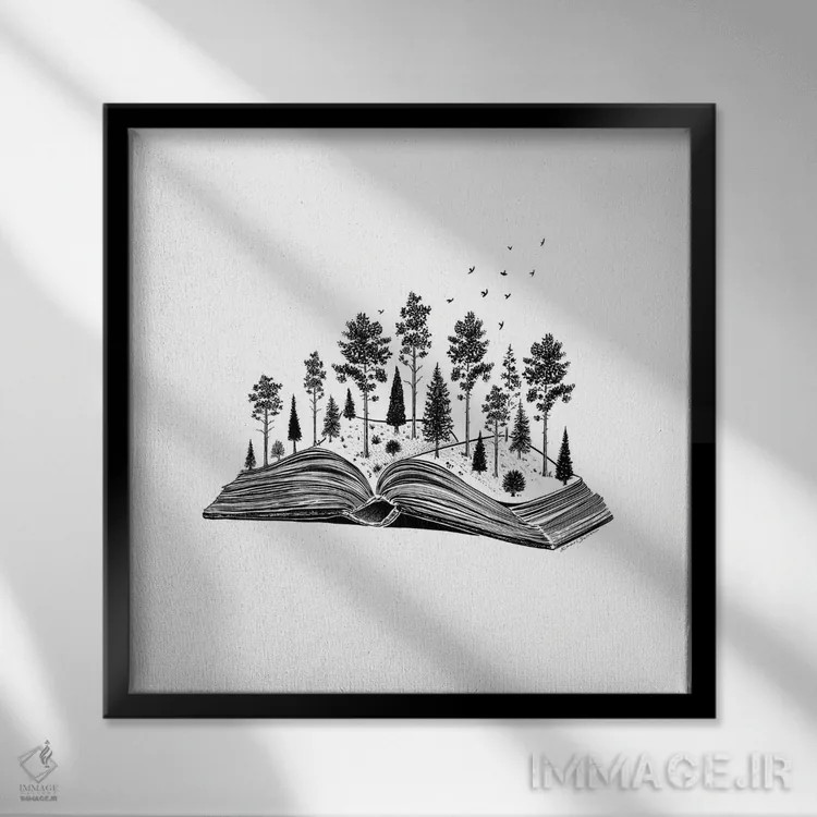 تابلو دکوراتیو کتاب جنگلی اثر کاری سلون - نمای قابدار مشکی