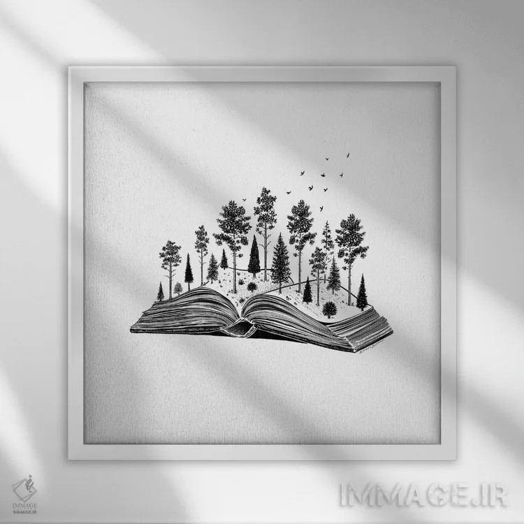 تابلو دکوراتیو کتاب جنگلی اثر کاری سلون - نمای قابدار سفید