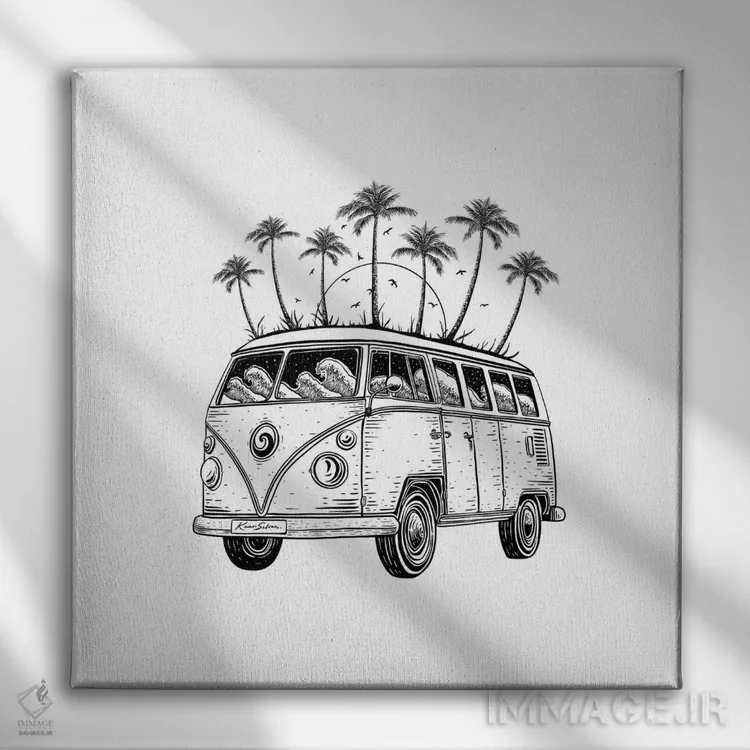 تابلو دکوراتیو ون ساحلی اثر کاری سلون - نمای روبهرو روی دیوار