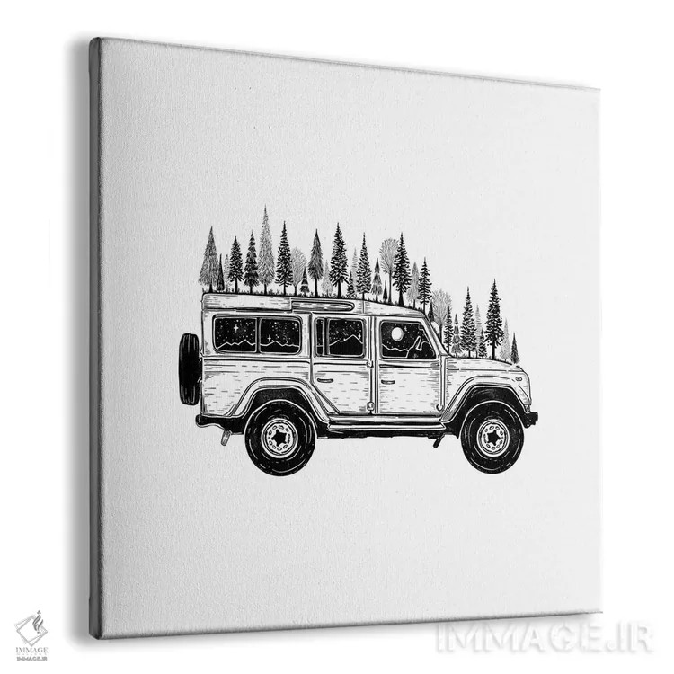 تابلو دکوراتیو جیپ جنگلی اثر کاری سلون - نمای پرسپکتیو محصول