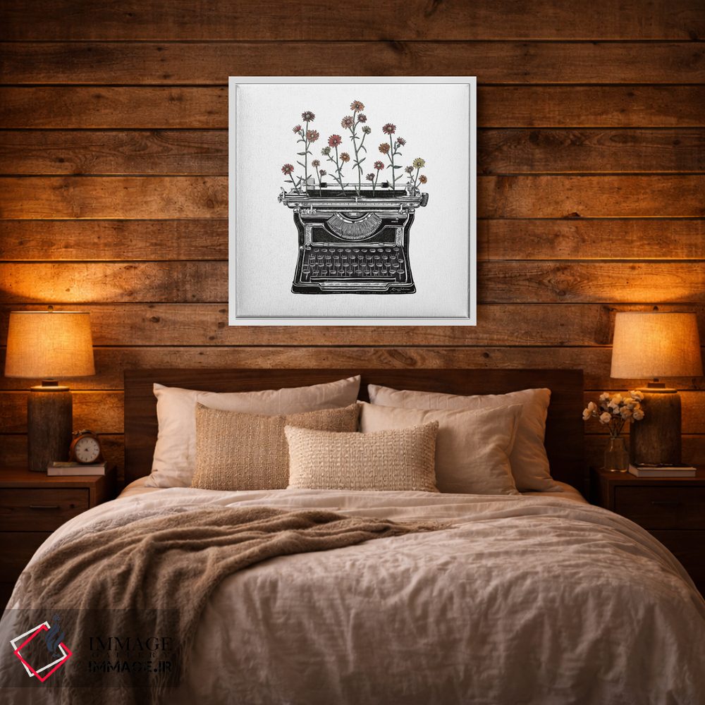 تابلو دکوراتیو ماشین تحریر گلدار ۲ اثر کاری سلون - D2W