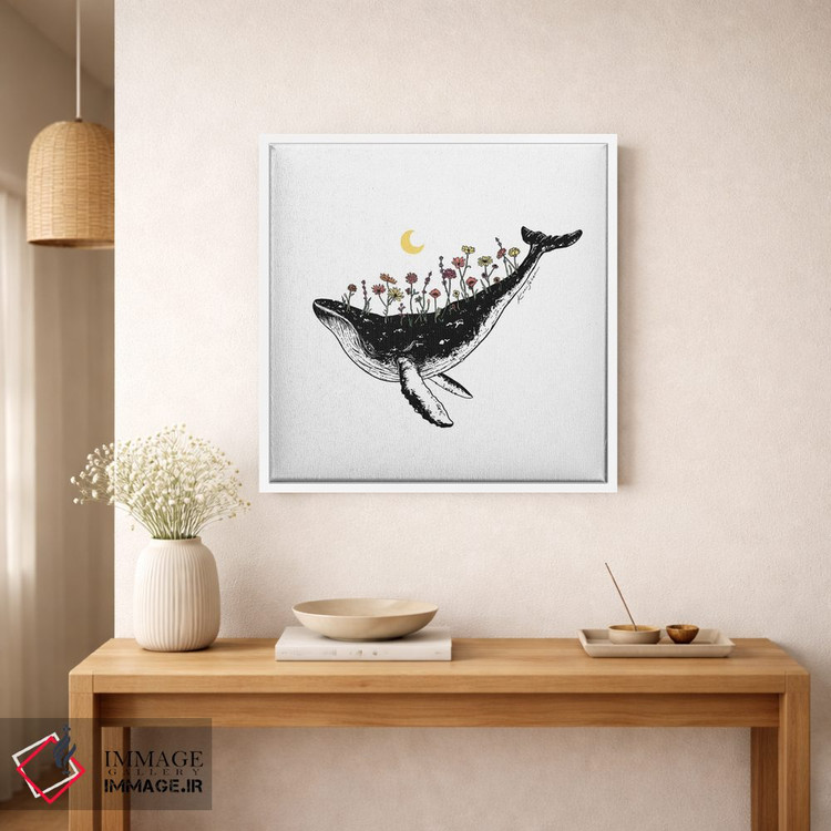 تابلو دکوراتیو نهنگ گلدار اثر کاری سلون - D1W