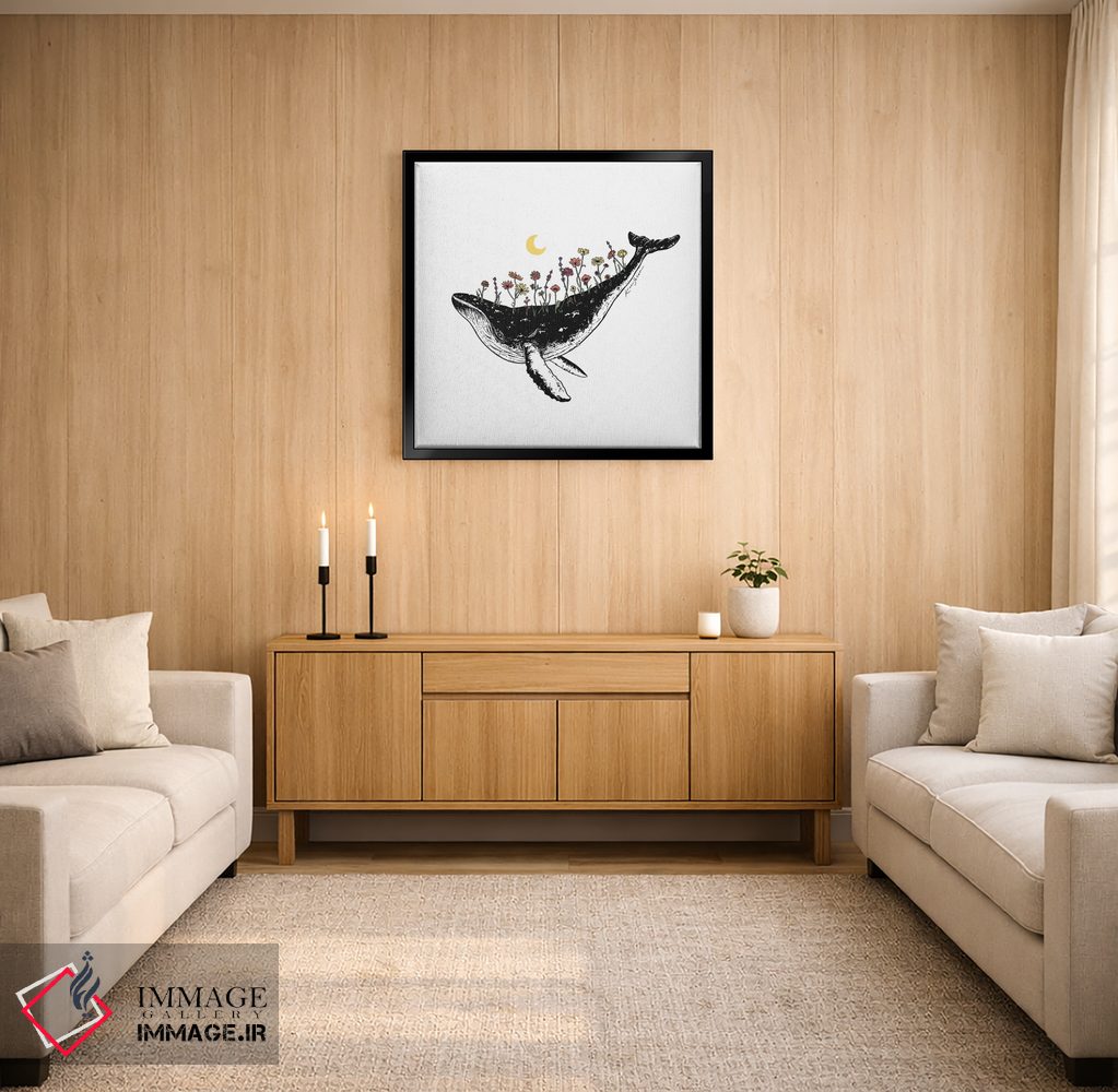 تابلو دکوراتیو نهنگ گلدار اثر کاری سلون - D3B