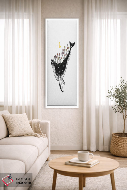 تابلو دکوراتیو نهنگ گلدار اثر کاری سلون - D2W
