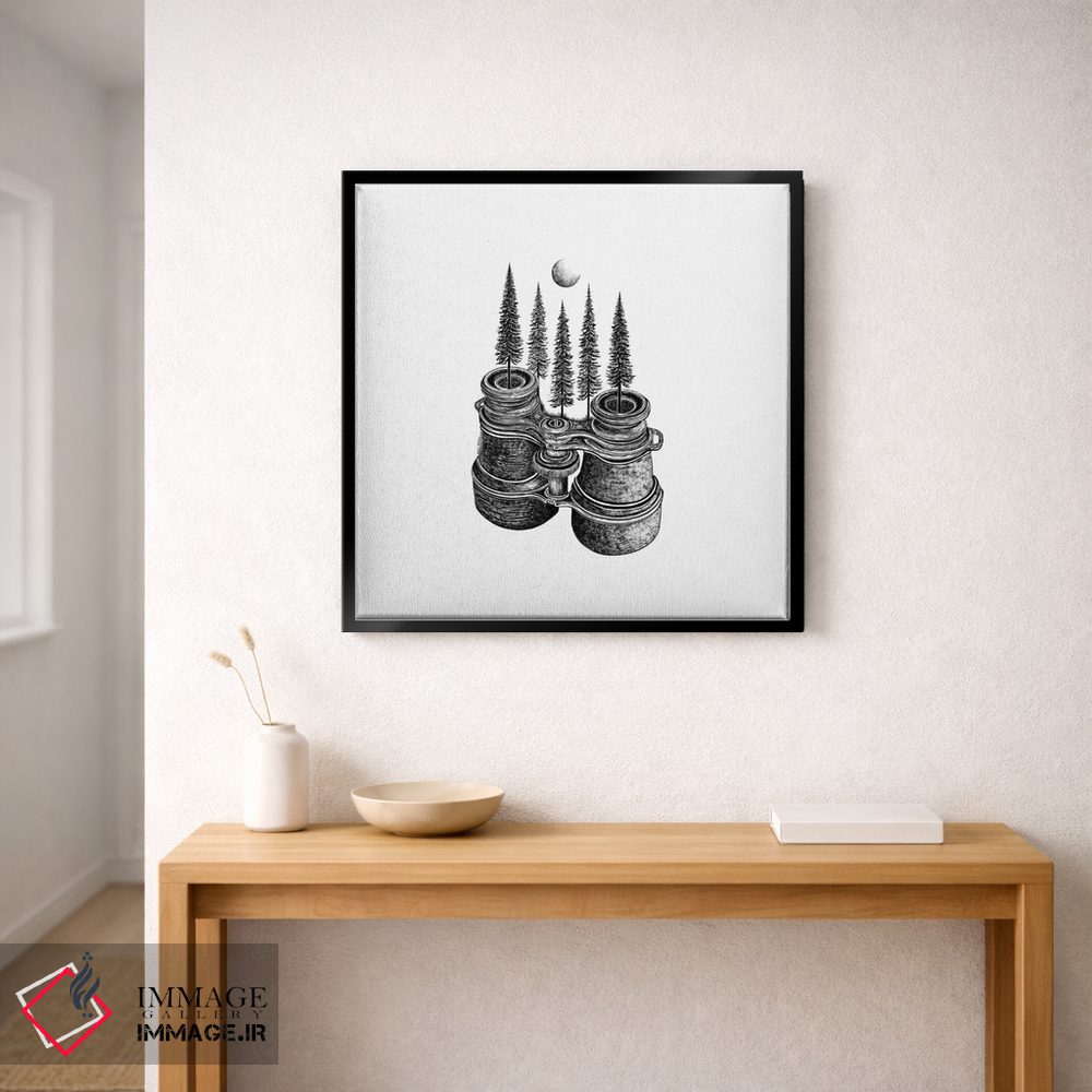 تابلو دکوراتیو دوربین دوچشمی جنگلی اثر کاری سلون - D1B