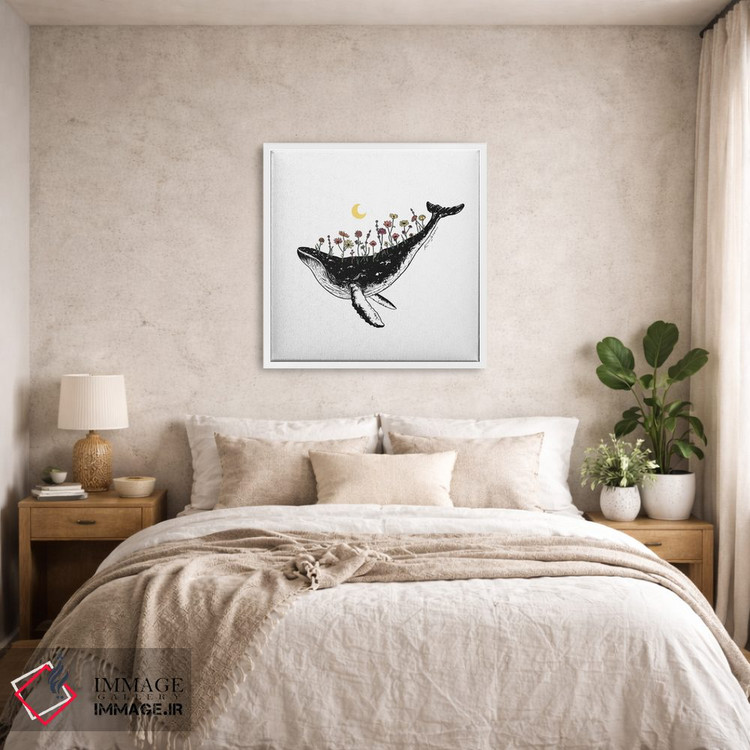 تابلو دکوراتیو نهنگ گلدار اثر کاری سلون - D4W