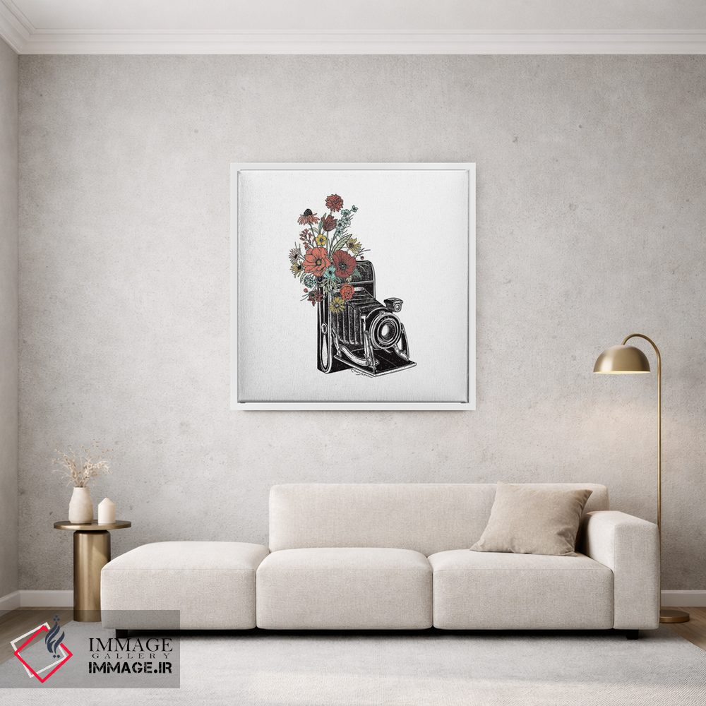 تابلو دکوراتیو دوربین قدیمی گلدار ۲ اثر کاری سلون - D1W