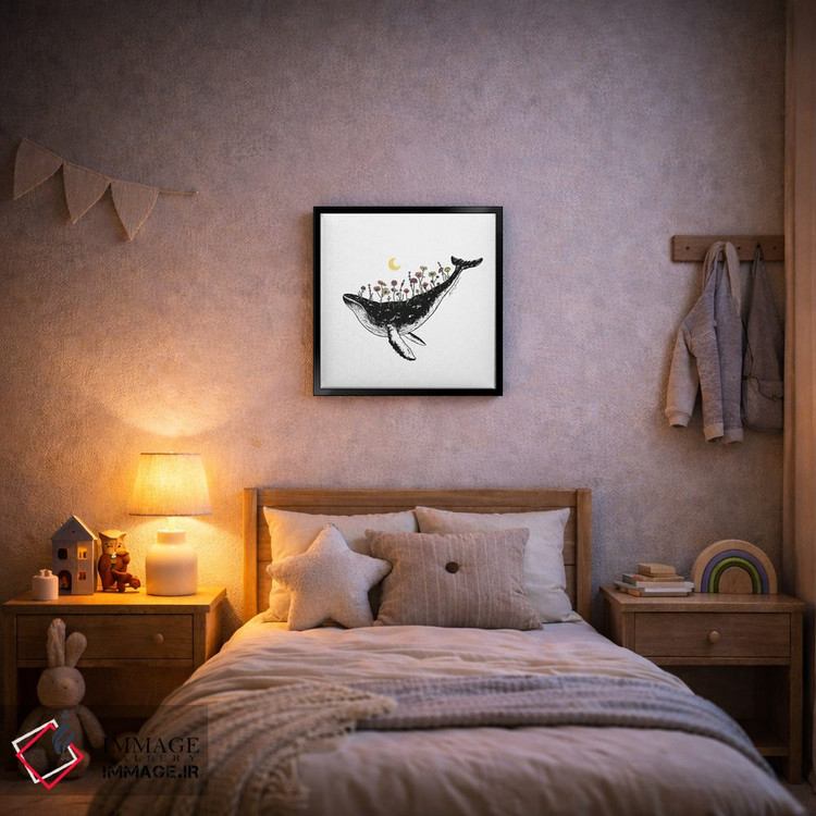 تابلو دکوراتیو نهنگ گلدار اثر کاری سلون - D6B