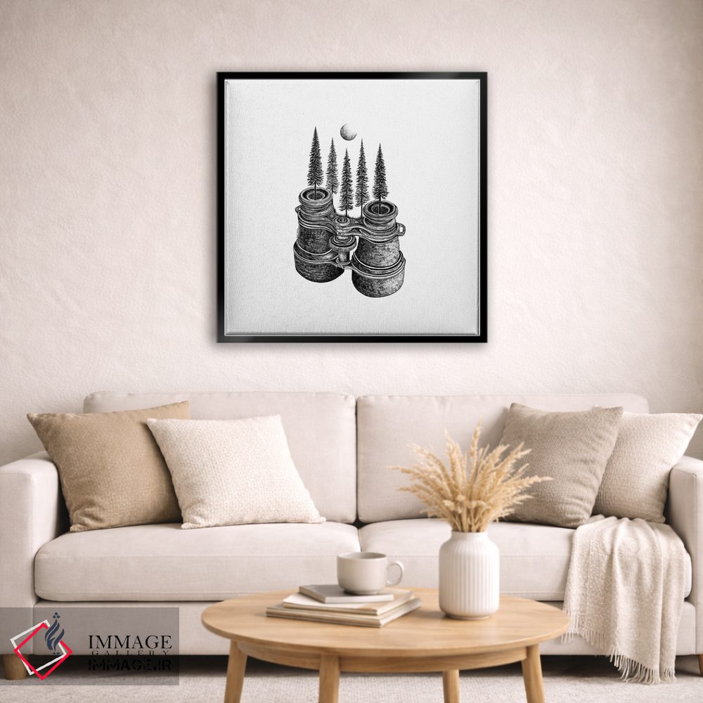 تابلو دکوراتیو دوربین دوچشمی جنگلی اثر کاری سلون - D4B