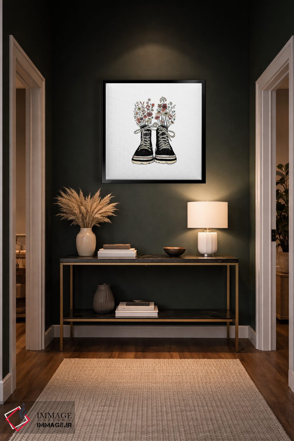 تابلو دکوراتیو چکمه کوهنوردی گلدار اثر کاری سلون - D6B