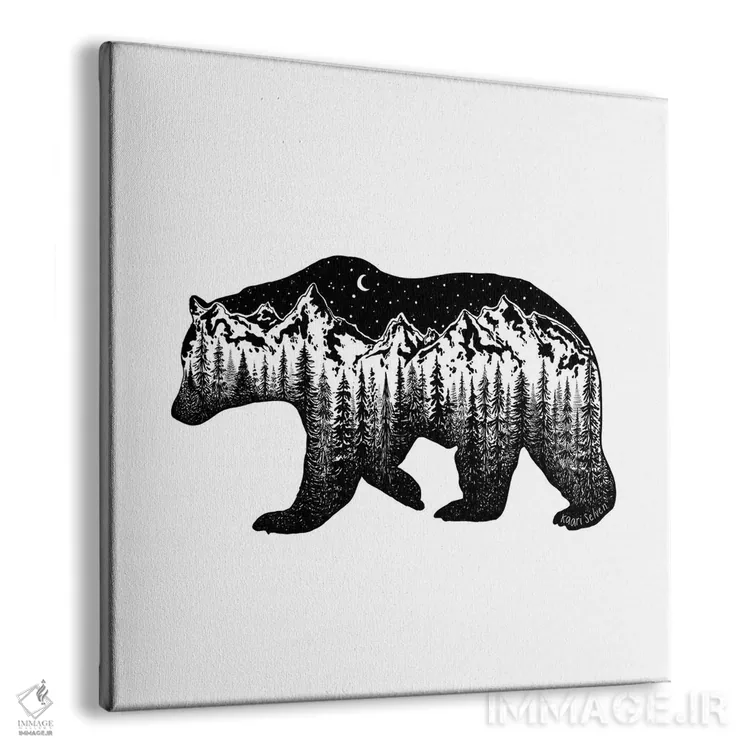 تابلو دکوراتیو خرس کوهستانی اثر کاری سلون - نمای پرسپکتیو محصول