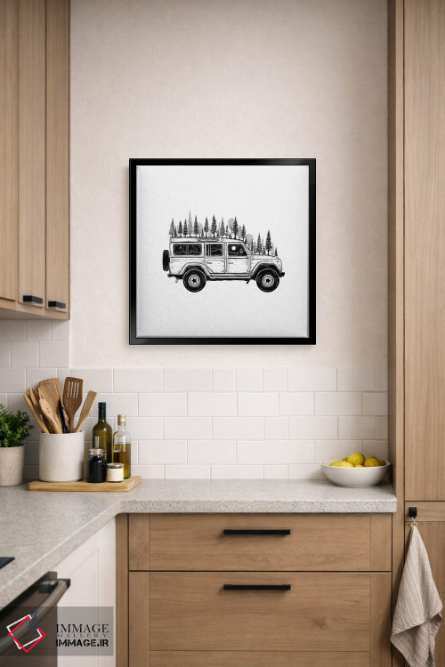 تابلو دکوراتیو جیپ جنگلی اثر کاری سلون - D6B