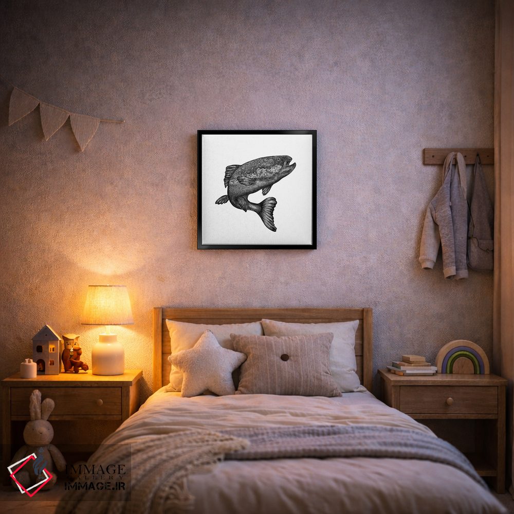 تابلو دکوراتیو ماهی سالمون جهنده اثر کاری سلون - D6B