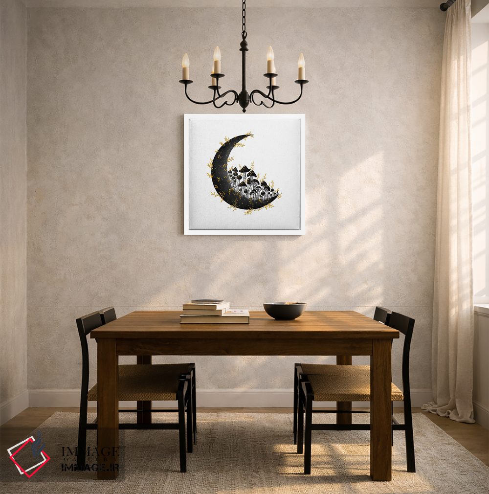 تابلو دکوراتیو ماه طلایی قارچی اثر کاری سلون - D6W