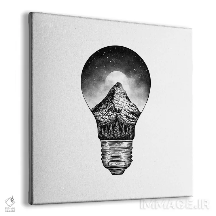 تابلو دکوراتیو لامپ کوهستانی اثر کاری سلون - نمای پرسپکتیو محصول