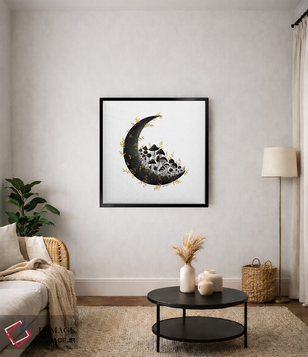 تابلو دکوراتیو ماه طلایی قارچی اثر کاری سلون - D5B