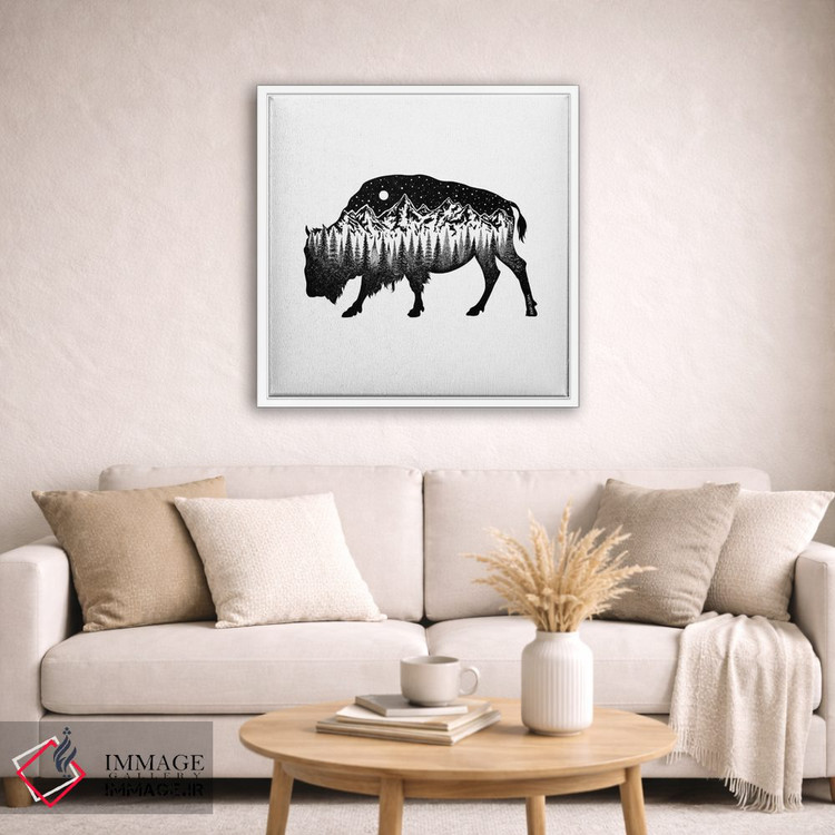 تابلو دکوراتیو گاو کوهان دار کوهستانی اثر کاری سلون - D1W