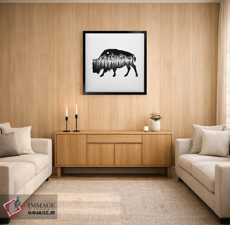 تابلو دکوراتیو گاو کوهان دار کوهستانی اثر کاری سلون - D2B