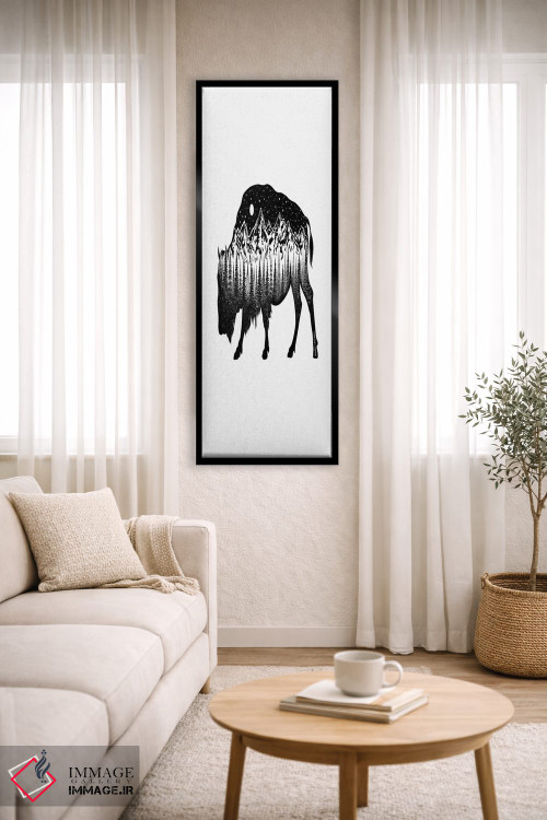 تابلو دکوراتیو گاو کوهان دار کوهستانی اثر کاری سلون - D3B