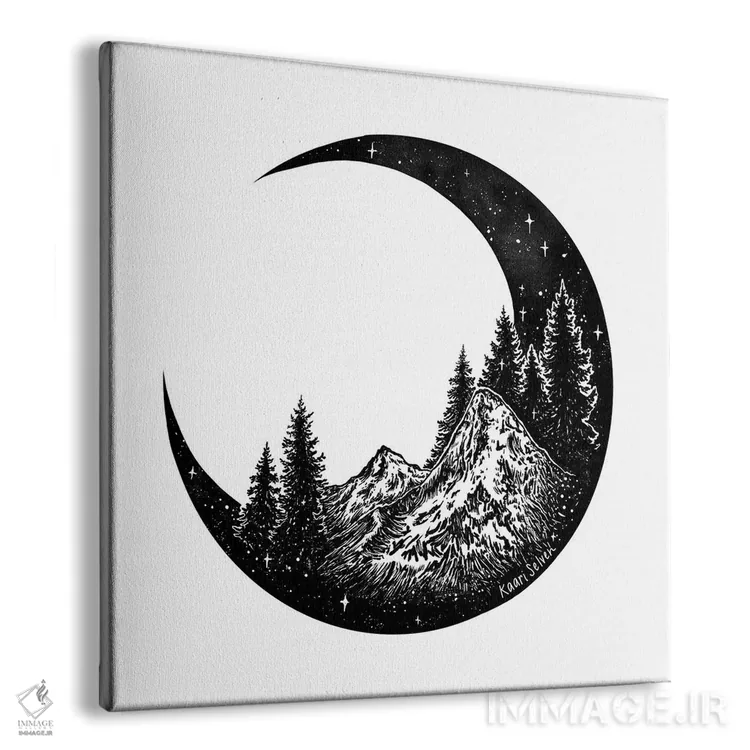 تابلو دکوراتیو ماه کوهستانی اثر کاری سلون - نمای پرسپکتیو محصول
