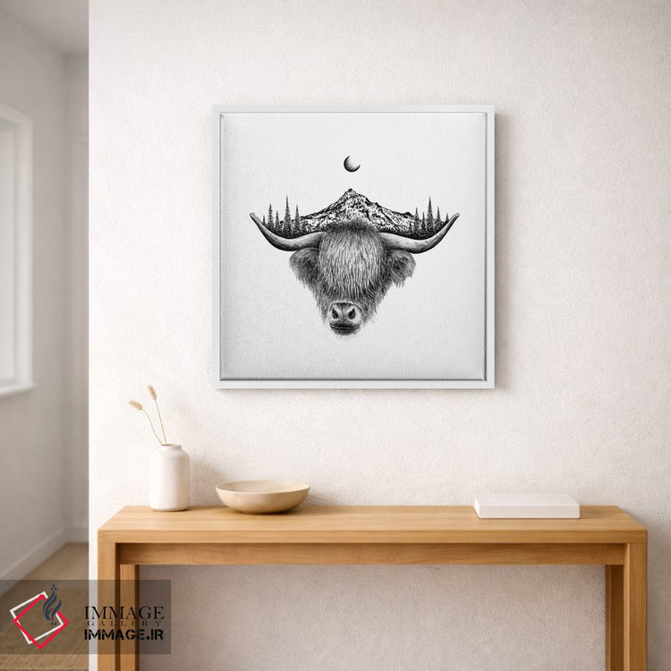 تابلو دکوراتیو گاو کوهستانی هایلند اثر کاری سلون - D1W