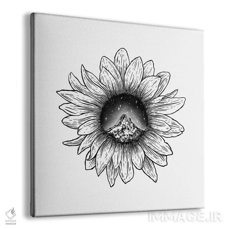 تابلو دکوراتیو آفتابگردان کوهستانی اثر کاری سلون - نمای پرسپکتیو محصول