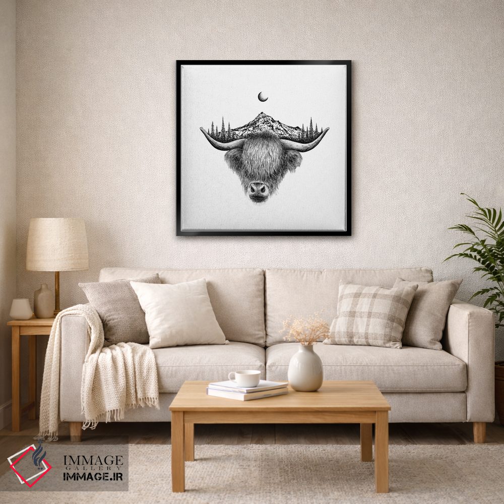 تابلو دکوراتیو گاو کوهستانی هایلند اثر کاری سلون - D3B